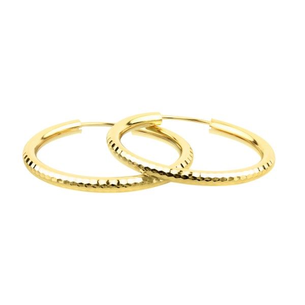 Ohrringe, Creolen, Gelbgold 585 / 14K, Außendurchmesser 30 mm, Breite 2.5 mm, Gewicht ca. 1.7 g