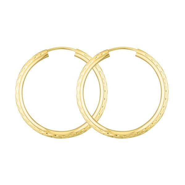 Ohrringe, Creolen, Gelbgold 585 / 14K, Außendurchmesser 30 mm, Breite 2.5 mm, Gewicht ca. 1.7 g