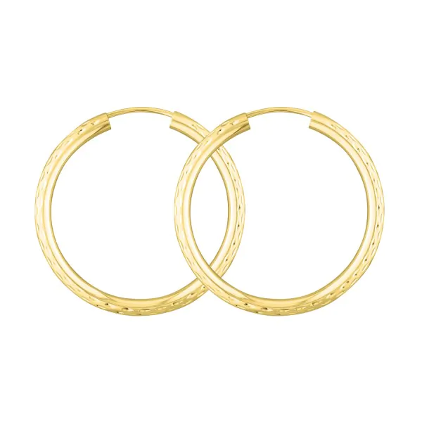Ohrringe, Creolen, Gelbgold 585 / 14K, Außendurchmesser 30 mm, Breite 2.5 mm, Gewicht ca. 1.7 g