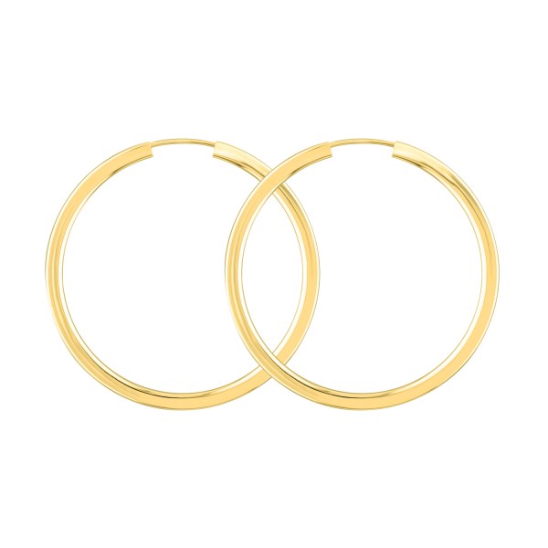 Ohrringe, Creolen, Gelbgold 585 / 14K, Außendurchmesser 38 mm, Breite 2.5 mm, Gewicht ca. 3.5 g