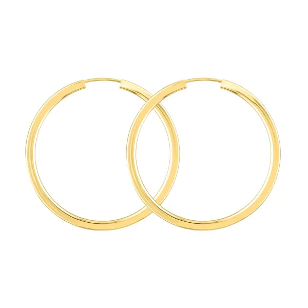 Ohrringe, Creolen, Gelbgold 585 / 14K, Außendurchmesser 38 mm, Breite 2.5 mm, Gewicht ca. 3.5 g