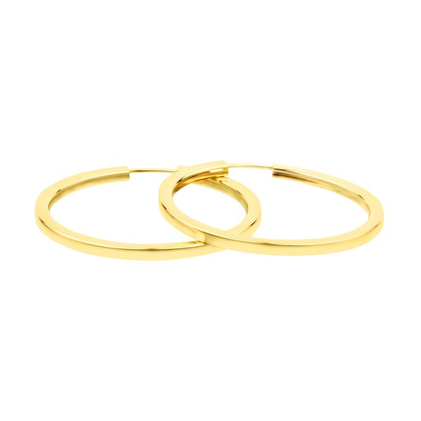 Ohrringe, Creolen, Gelbgold 585 / 14K, Außendurchmesser 38 mm, Breite 2.5 mm, Gewicht ca. 3.5 g