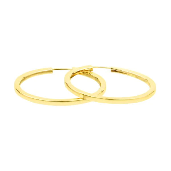 Ohrringe, Creolen, Gelbgold 585 / 14K, Außendurchmesser 38 mm, Breite 2.5 mm, Gewicht ca. 3.5 g