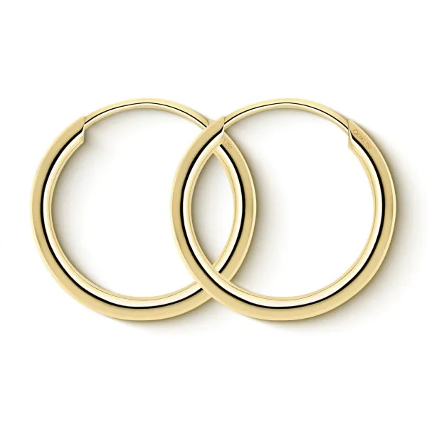 Ohrringe, Creolen, Gelbgold 750 / 18K, Außendurchmesser 15 mm, Breite 1.3 mm, Gewicht ca. 0.5 g