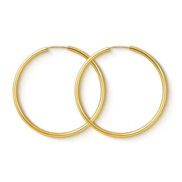 Ohrringe, Creolen, Gelbgold 750 / 18K, Außendurchmesser 40 mm, Breite 2 mm, Gewicht ca. 1.8 g