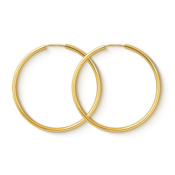 Ohrringe, Creolen, Gelbgold 333 / 8K, Außendurchmesser 40 mm, Breite 2 mm, Gewicht ca. 1.4 g