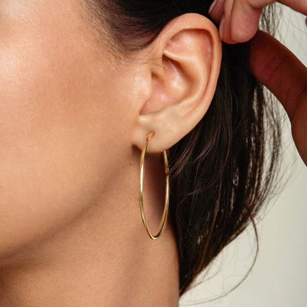 Ohrringe, Creolen, Gelbgold 333 / 8K, Außendurchmesser 40 mm, Breite 2 mm, Gewicht ca. 1.4 g