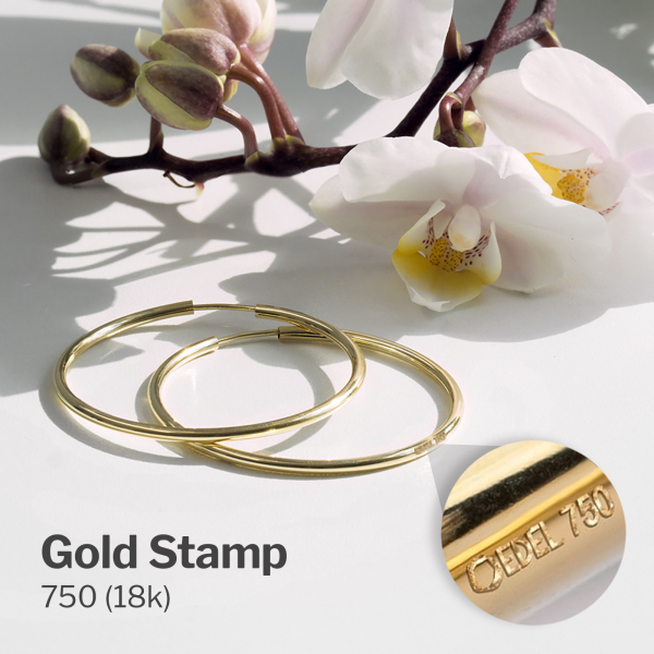 Ohrringe, Creolen, Gelbgold 750 / 18K, Außendurchmesser 15 mm, Breite 2 mm, Gewicht ca. 0.5 g.