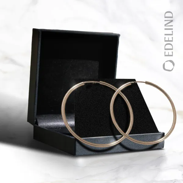 Ohrringe, Creolen, Gelbgold 585 / 14K, Außendurchmesser 60 mm, Breite 2 mm, Gewicht ca. 2.7 g