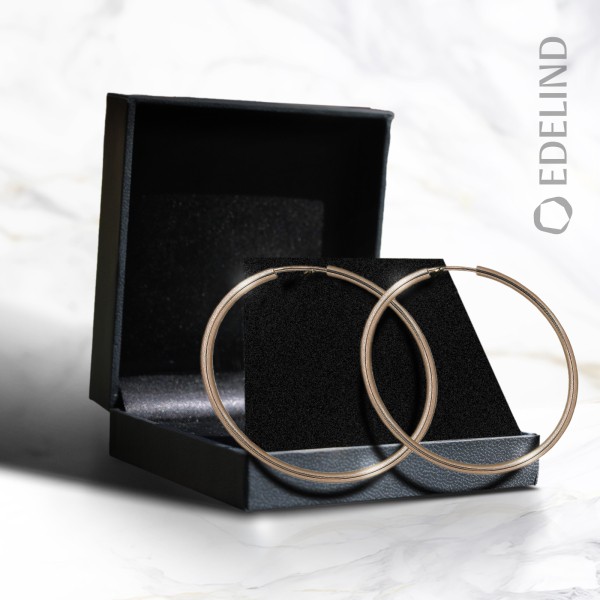 Ohrringe, Creolen, Gelbgold 750 / 18K, Außendurchmesser 60 mm, Breite 2 mm, Gewicht ca. 3.3 g