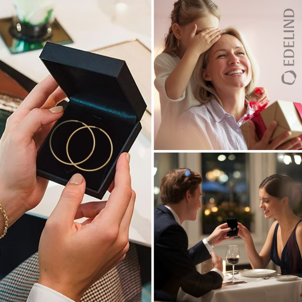 Ohrringe, Creolen, Gelbgold 750 / 18K, Außendurchmesser 60 mm, Breite 2 mm, Gewicht ca. 3.3 g