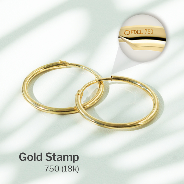 Ohrringe, Creolen, Gelbgold 750 / 18K, Außendurchmesser 20 mm, Breite 2.5 mm, Gewicht ca. 1.2 g