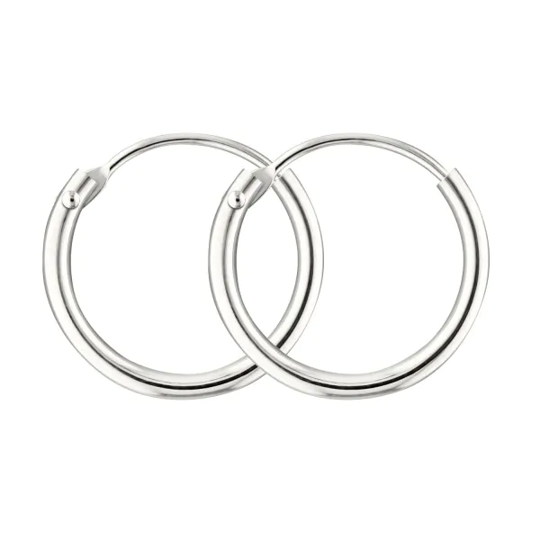 Ohrringe, Creolen, Weißgold 750 / 18K, Außendurchmesser 13 mm, Breite 1.3 mm, Gewicht ca. 0.4 g