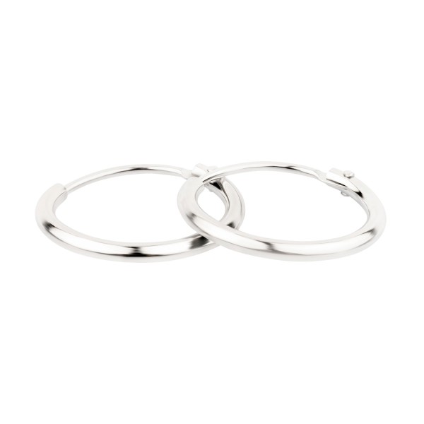Ohrringe, Creolen, Weißgold 750 / 18K, Außendurchmesser 13 mm, Breite 1.3 mm, Gewicht ca. 0.4 g