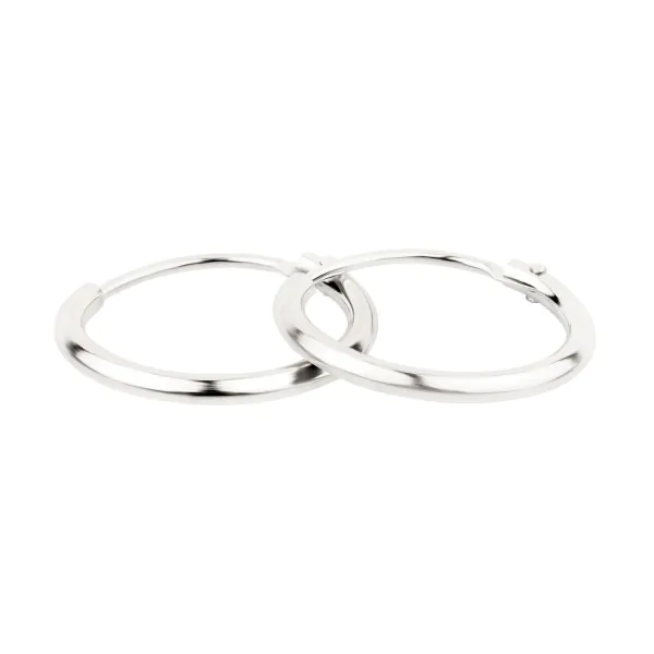 Ohrringe, Creolen, Weißgold 750 / 18K, Außendurchmesser 13 mm, Breite 1.3 mm, Gewicht ca. 0.4 g