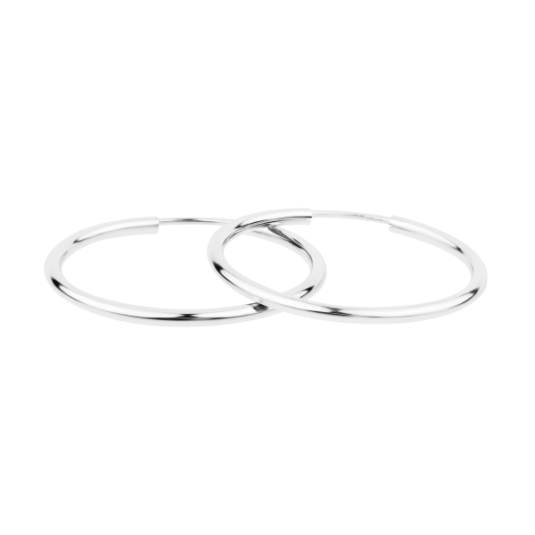 Ohrringe, Creolen, Weißgold 375 / 9K, Außendurchmesser 13 mm, Breite 2 mm, Gewicht ca. 0.44 g