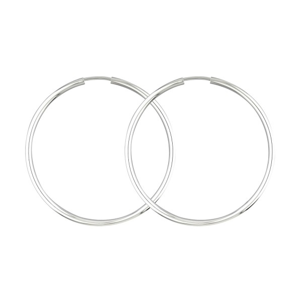 Ohrringe, Creolen, Weißgold 750 / 18K, Außendurchmesser 40 mm, Breite 2 mm, Gewicht ca. 1.8 g