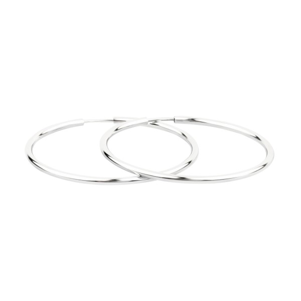 Ohrringe, Creolen, Weißgold 585 / 14K, Außendurchmesser 40 mm, Breite 2 mm, Gewicht ca. 1.7 g