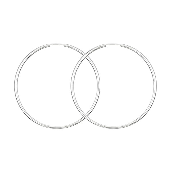 Ohrringe, Creolen, Weißgold 585 / 14K, Außendurchmesser 50 mm, Breite 2 mm, Gewicht ca. 2.0 g