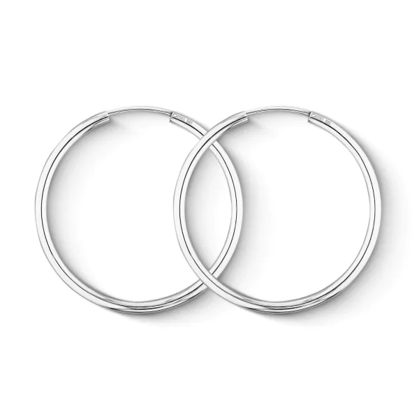 Ohrringe, Creolen, Weißgold 585 / 14K, Außendurchmesser 20 mm, Breite 2 mm, Gewicht ca. 0.7 g