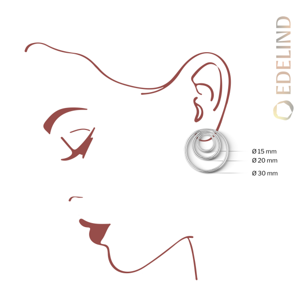 Ohrringe, Creolen, Weißgold 750 / 18K, Außendurchmesser 20 mm, Breite 2 mm, Gewicht ca. 0.9 g