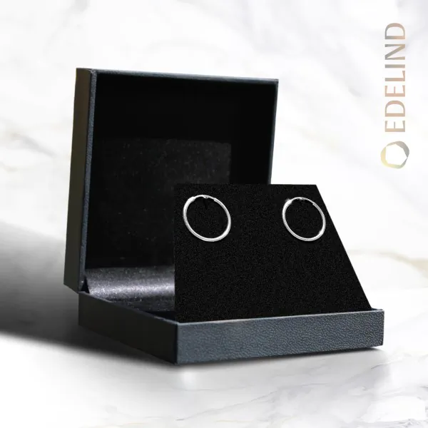 Ohrringe, Creolen, Weißgold 585 / 14K, Außendurchmesser 20 mm, Breite 2 mm, Gewicht ca. 0.7 g
