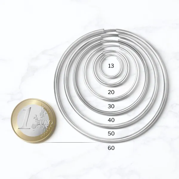 Goldene Creolen, Weißgold in 2 mm