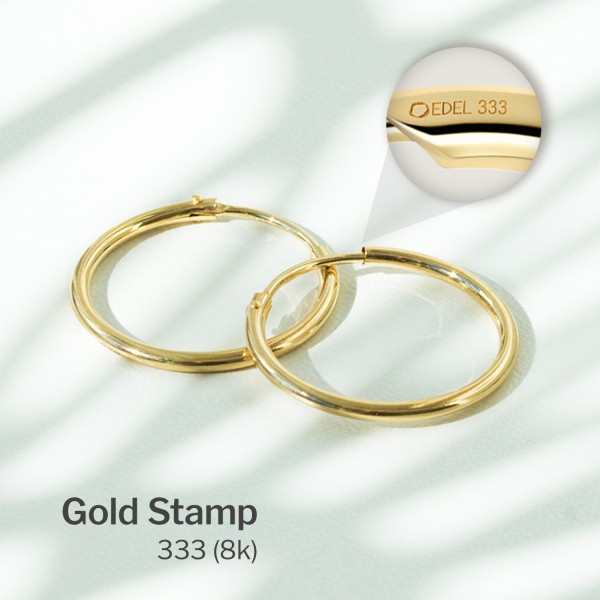 Ohrringe, Creolen, Gelbgold 333 / 8K, Außendurchmesser 20 mm, Breite 2.5 mm, Gewicht ca. 0.9 g