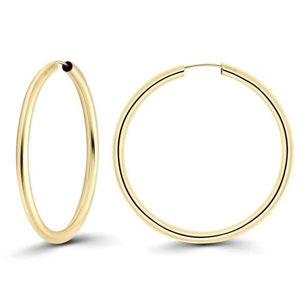 Ohrringe, Creolen, Gelbgold 333 / 8K, Außendurchmesser 40 mm, Breite 2.5 mm, Gewicht ca. 1.8 g