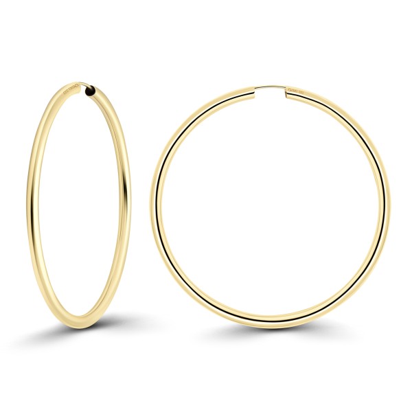 Ohrringe, Creolen, Gelbgold 333 / 8K, Außendurchmesser 50 mm, Breite 2.5 mm, Gewicht ca. 2.5 g