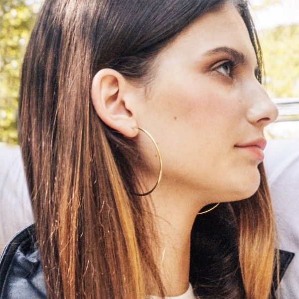 Ohrringe, Creolen, Gelbgold 333 / 8K, Außendurchmesser 60 mm, Breite 2.5 mm, Gewicht ca. 3.2 g