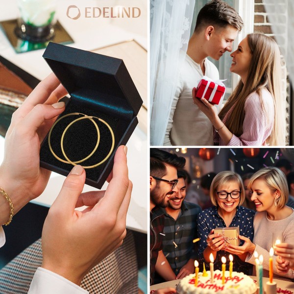 Ohrringe, Creolen, Gelbgold 333 / 8K, Außendurchmesser 60 mm, Breite 2.5 mm, Gewicht ca. 3.2 g