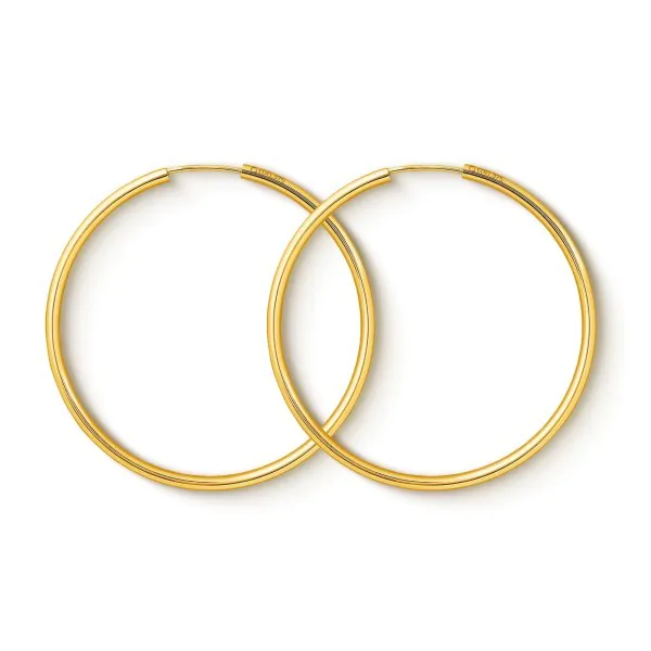 Ohrringe, Creolen, Gelbgold 375 / 9K, Außendurchmesser 40 mm, Breite 2 mm, Gewicht ca. 1.4 g