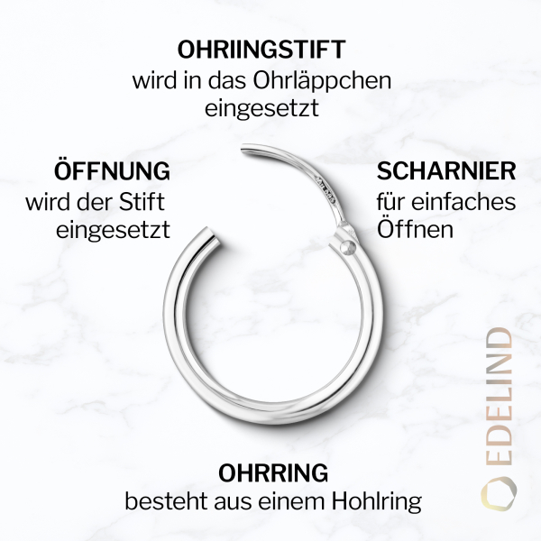 Goldene Creolen, Weißgold in 1.3 mm