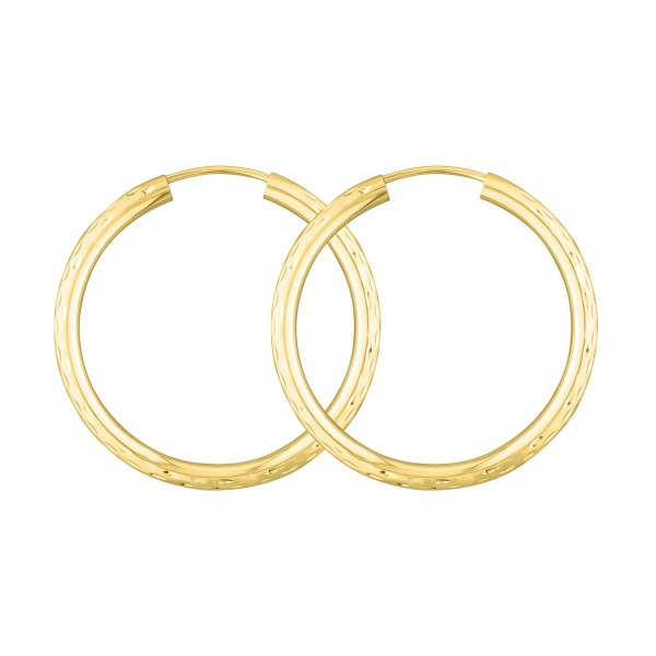 Ohrringe, Creolen, Gelbgold 333 / 8K, Außendurchmesser 40 mm, Breite 2.5 mm, Gewicht ca. 2 g