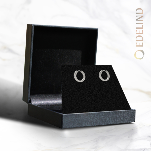 0,06 Karat Diamant Creolen Weißgold in 13 mm