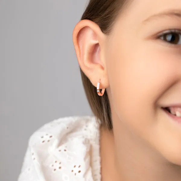 0,06 Karat Diamant Creolen Rotgold in 13 mm