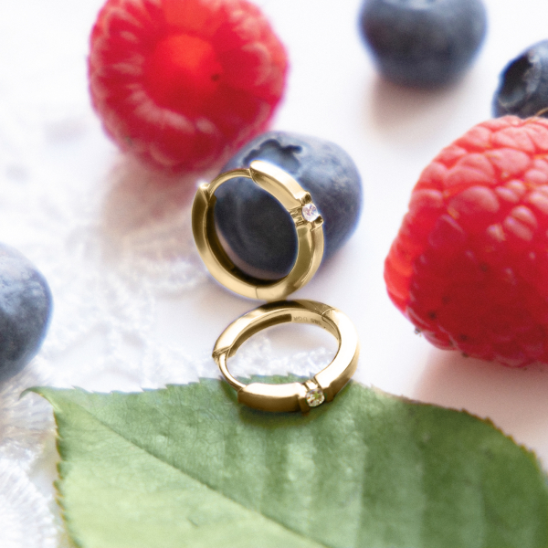 0,06 Karat Diamant Creolen Gelbgold in 13 mm