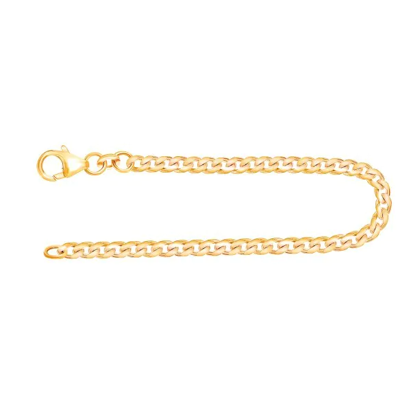 Armband als Panzerkette flach in Gelbgold 585 / 14K, 18 cm lang, 3.4 mm breit, Gewicht ca. 5.6 g.