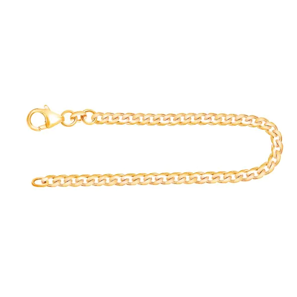 Armband als Panzerkette flach in Gelbgold 585 / 14K, 18,5 cm lang, 3,4 mm breit, Gewicht ca. 5.8 g.