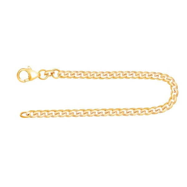 Armband als Panzerkette flach in Gelbgold 585 / 14K, 21 cm lang, 3,4 mm breit, Gewicht ca. 6.2 g.