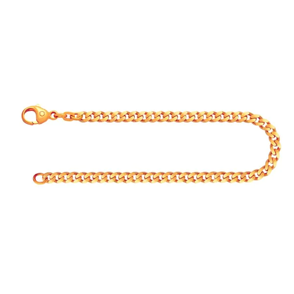 Armband als Panzerkette flach in Gelbgold 585 / 14K, 21 cm lang, 4,1 mm breit, Gewicht ca. 8.9 g.