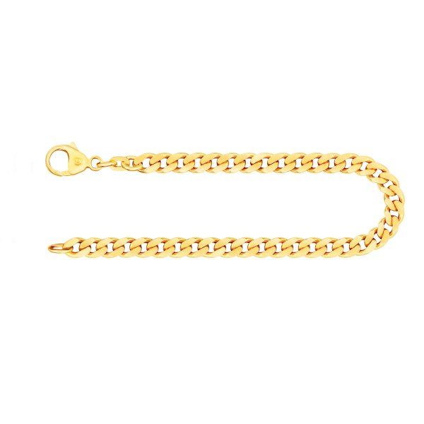 Armband als Panzerkette flach in Gelbgold 585 / 14K, 18,7 cm lang, 4,7 mm breit, Gewicht ca. 10.8 g.