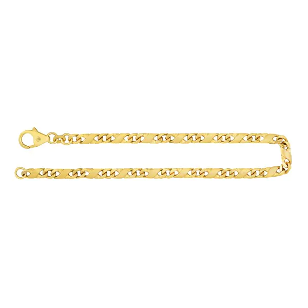 Armband als Dollarkette satiniert in Gelbgold 585 / 14K, 21 cm lang, 3,7 mm breit, Gewicht ca. 9.7 g.