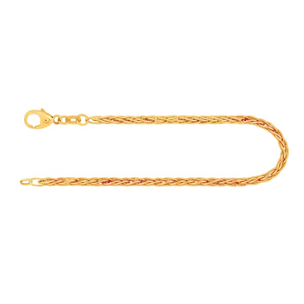 Armband als Zopfkette hohl in Gelbgold 585 / 14K, 18 cm lang, 2.1 mm breit, Gewicht ca. 2.7 g.