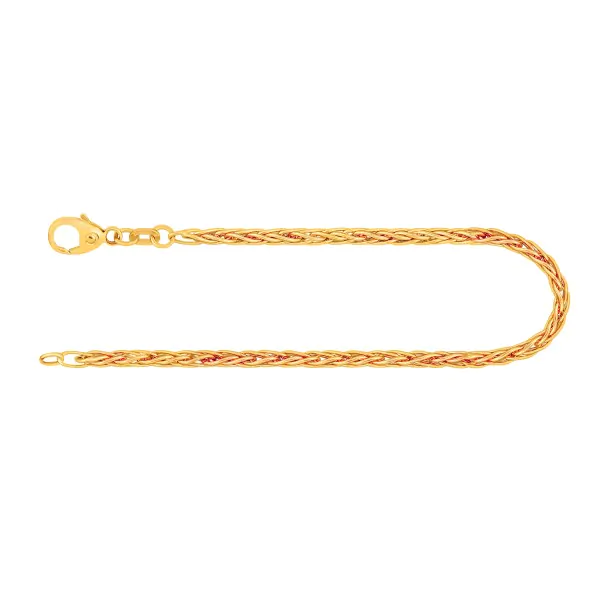 Armband als Zopfkette hohl in Gelbgold 585 / 14K, 20 cm lang, 2.1 mm breit, Gewicht ca. 3 g.