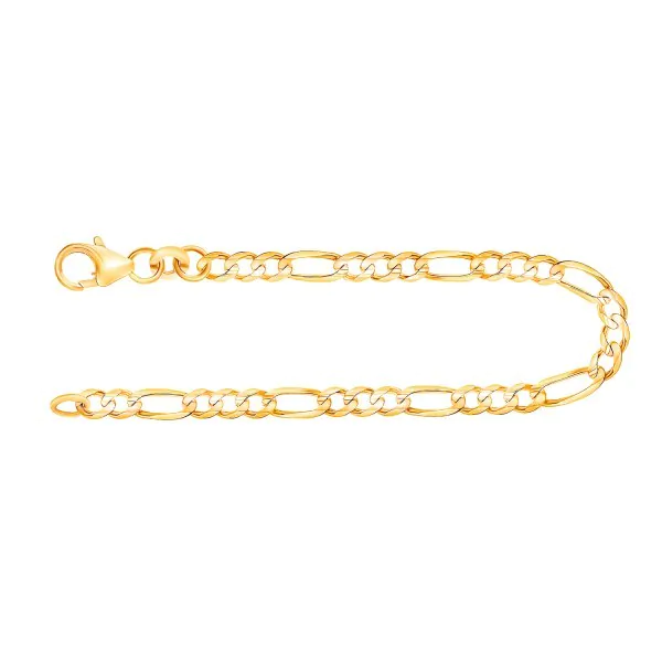 Armband als Figarokette in Gelbgold 333 / 8K, 19 cm lang, 3,1 mm breit, Gewicht ca. 2.4 g.