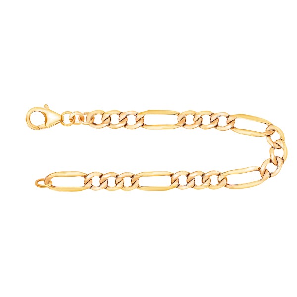 Armband als Figarokette hohl in Gelbgold 333 / 8K, 21 cm lang, 4 mm breit, Gewicht ca. 3.1 g.
