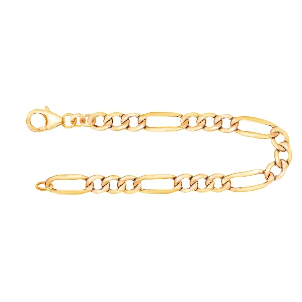 Armband als Figarokette hohl in Gelbgold 333 / 8K, 19 cm lang, 4,1 mm breit, Gewicht ca. 2.4 g.