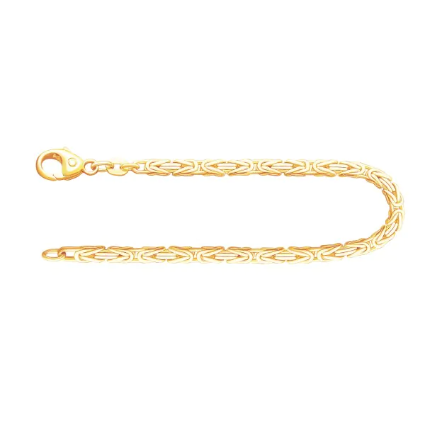 Armband als Königskette in Gelbgold 585 / 14K, 22 cm lang, 2,3 mm breit, Gewicht ca. 8.4 g.